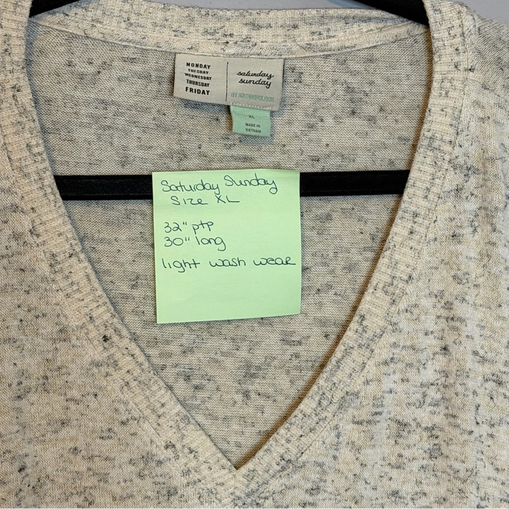 Anthro V-Neck Sweater in Oatmeal - Picture 3 of 4